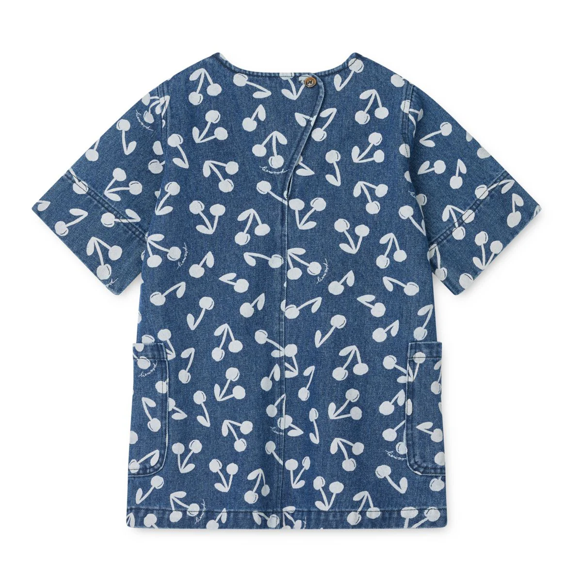 ANGELICA Bedrucktes Denim-Kleid - Cherry blossom / Medium blue denim - Image 2