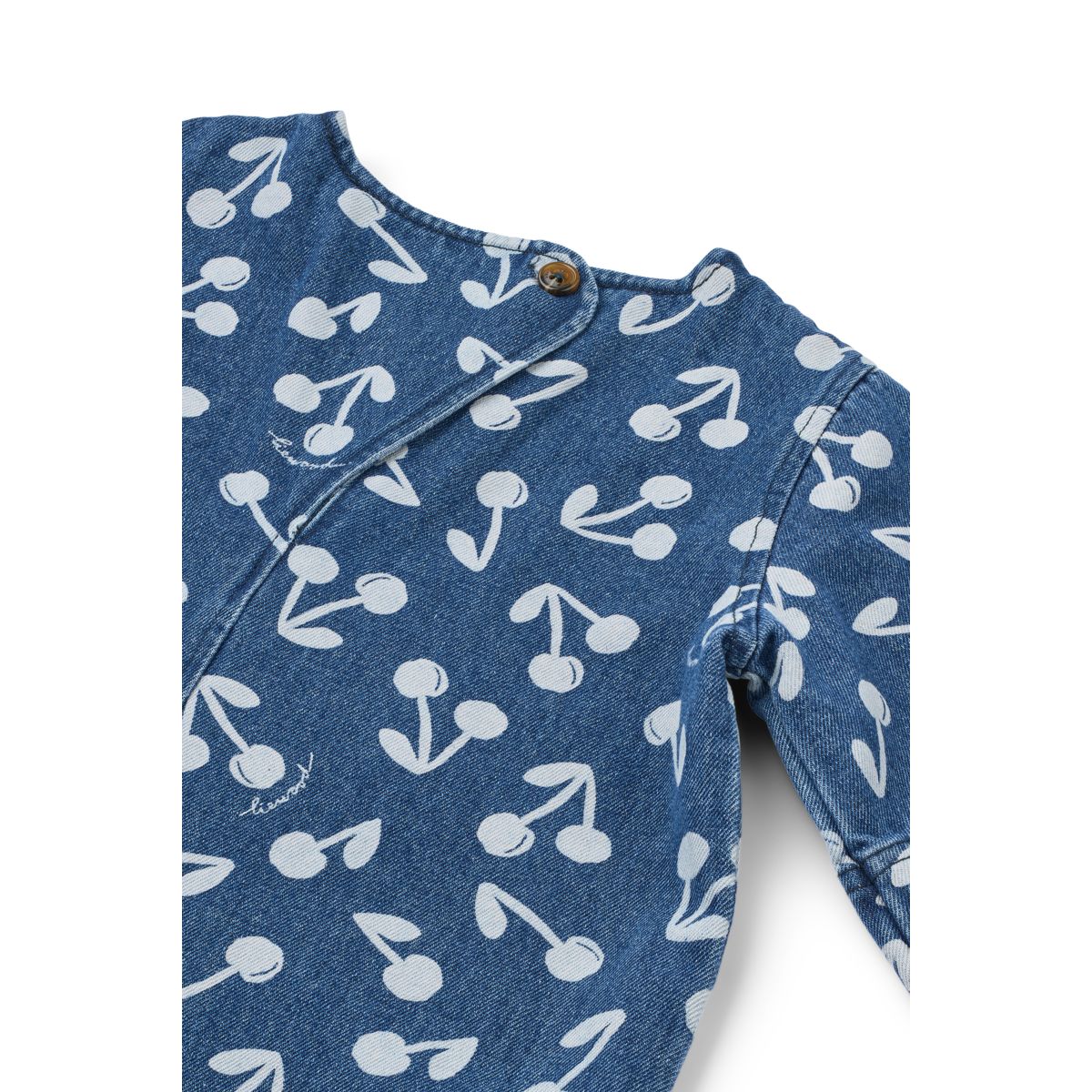 ANGELICA Bedrucktes Denim-Kleid - Cherry blossom / Medium blue denim - Image 3