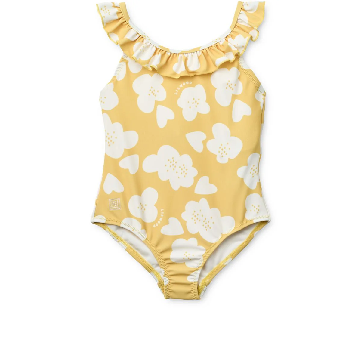 Kallie Badeanzug mit Print und Rüschen - Flower / Lemon yellow